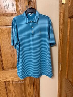 Peter Millar Teal Blue Striped Polo Shirt